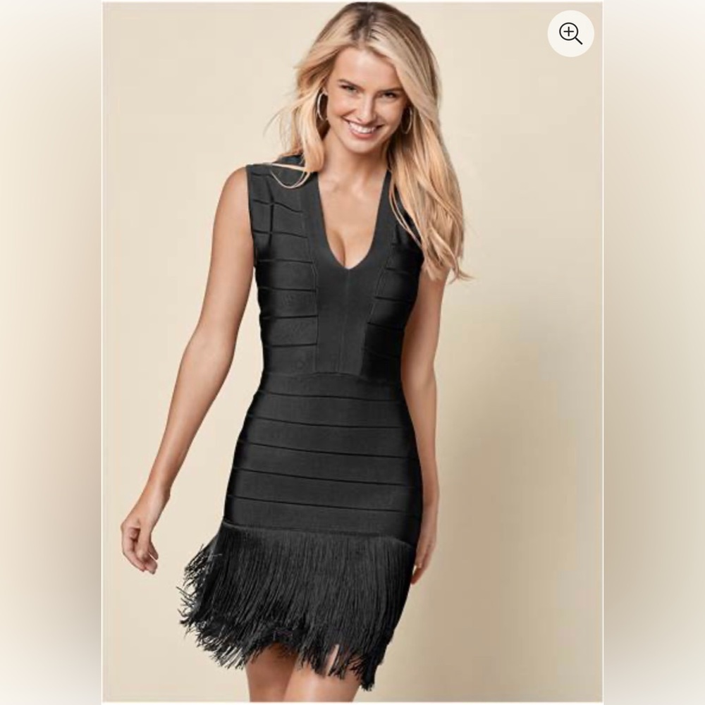 Black flapper cocktail dress by Venus